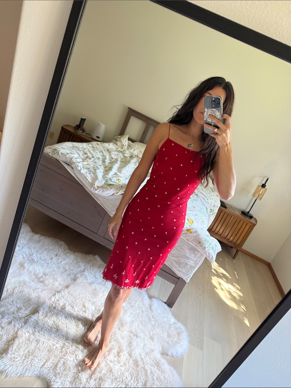 Vintage 90s Red Slip Dress Hourglass